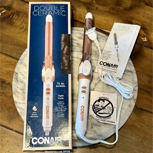 NEW! Conair Double Ceramic 3/4" Barrel Curling Iron for Tight Curls Rose Gold